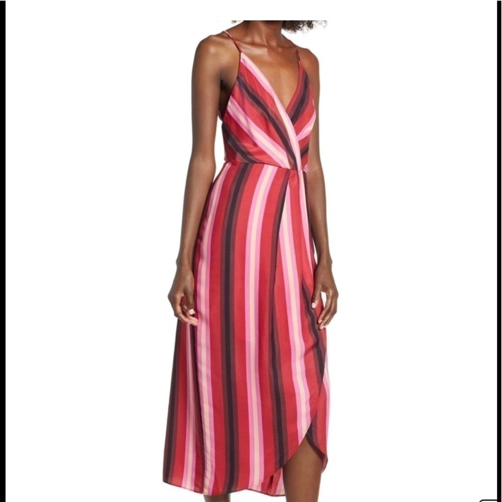 WAYF striped wrap maxi dress 100% polyester sz XXL